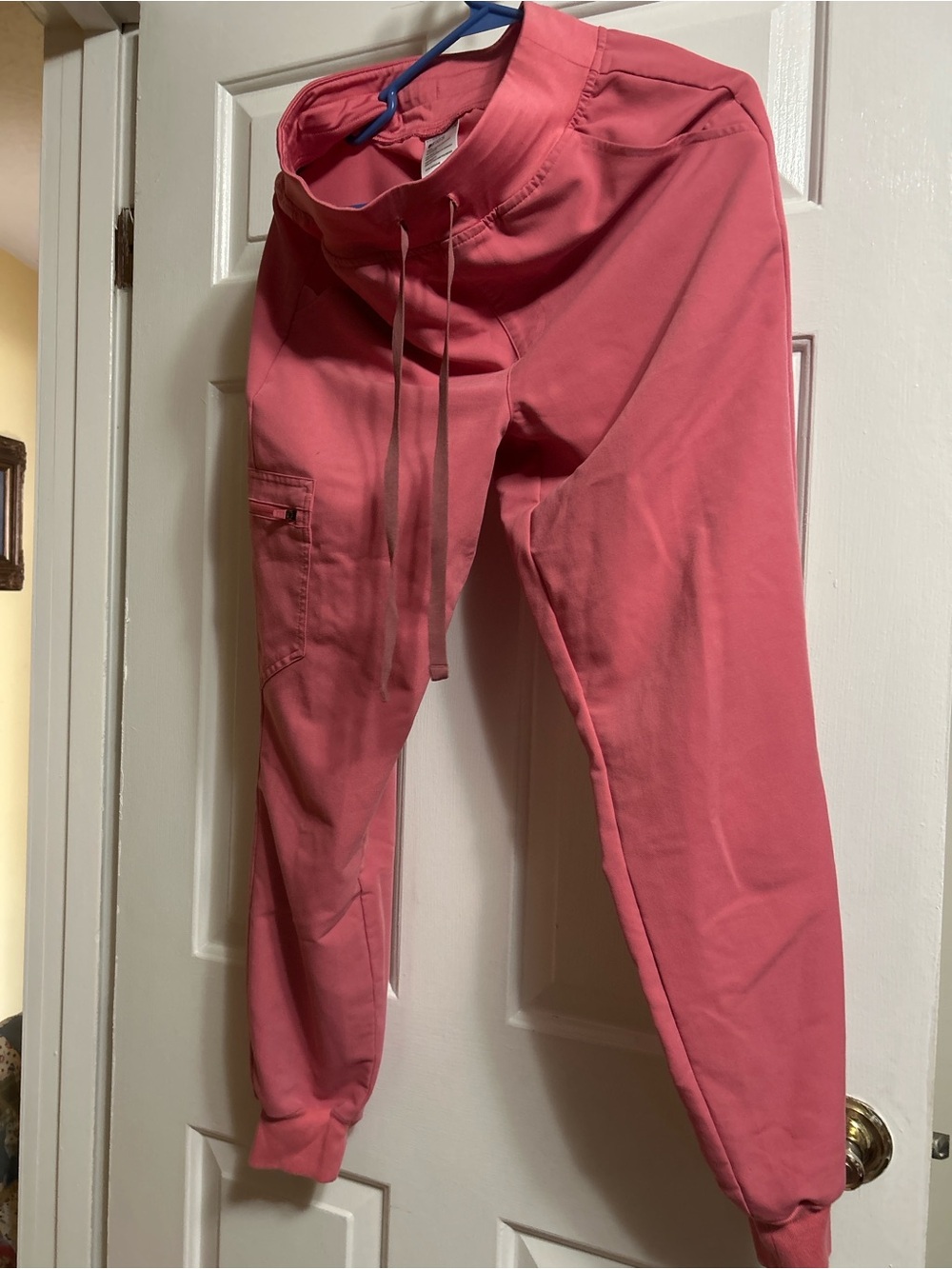 Figs Coral Pink Jogger Pants with Drawstring